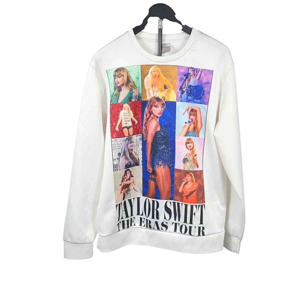Official Taylor Swift The Eras Tour White Crewneck Sweatshirt Size L Authentic